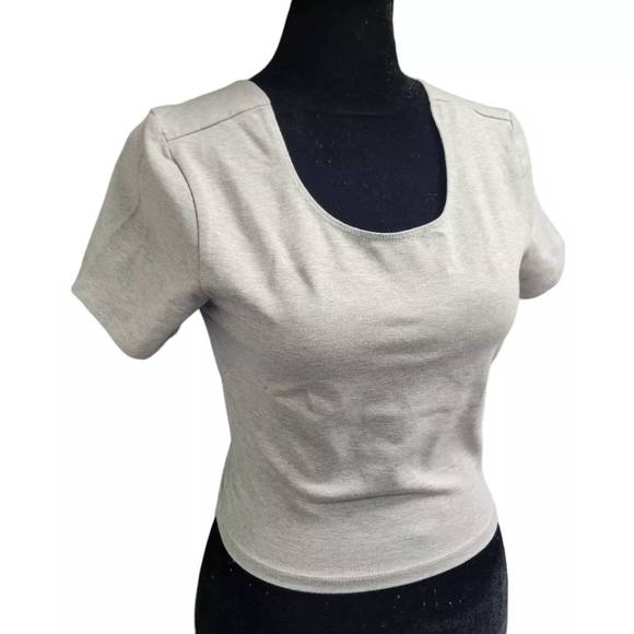 NEW AMERICAN APPAREL women's cropped top in heather gray - Picture 2 of 5